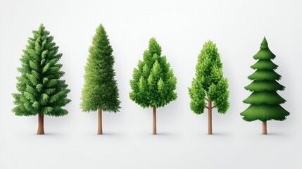 Fototapeta premium Collection of Various Green Trees in Different Shapes and Sizes for Nature Themes