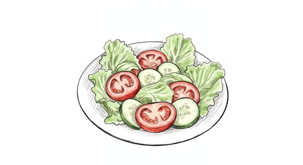 Hand drawn healthy salad illustration
