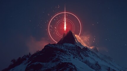 Mystical Mountain Landscape with Red Light - Nature Photography