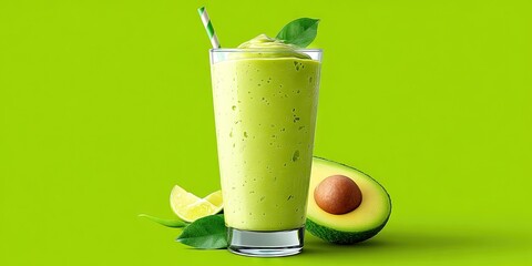photo of delicious avocado smoothie isolated on solid background 