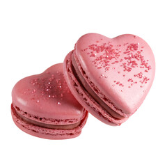 Heart shape macarons isolated on transparent background
