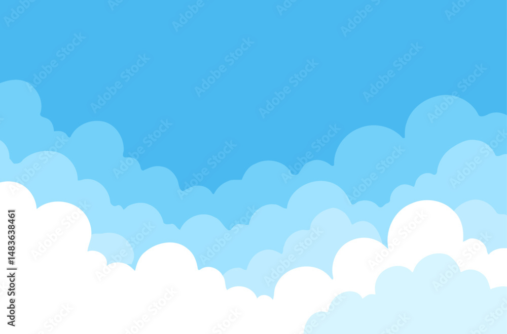 Wall mural a simple and clean vector illustration of a bright blue sky with soft white clouds