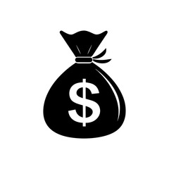 currency bag with dollar sign icon on white 