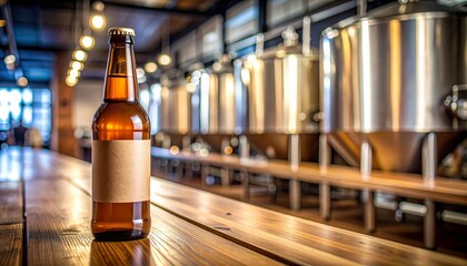 Blank Craft Beer Bottle at Brewery Taproom Mockup