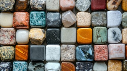 Fototapeta premium Collection of Polished and Unpolished Colorful Stones and Minerals