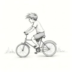 Boy on a Bicycle &ndash; Pencil Sketch