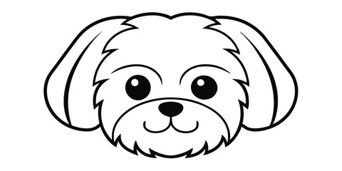 Adorable cartoon dog head silhouette illustration suitable for coloring pages and designs