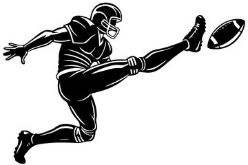 Silhouette of football kicker kicking a field goal side profile illustration, football, kicker, field goal, kick, sport, silhouette, vector, athlete, player, side profile, action, motion, competition