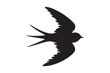 Flying Swallow Bird Silhouette Vector Elegant Animal Clipart Design