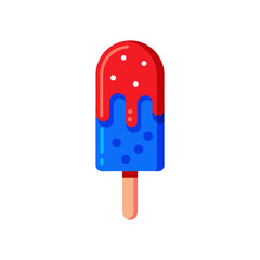 popsicle with red drizzle and blue dots on transparent background