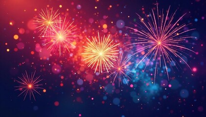 Fototapeta premium Abstract colorful vector firework bursts, dynamic design , shiny, energy, element