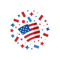 american flag shaped confetti on transparent background