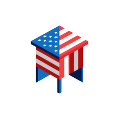 american flag folded on table on transparent background
