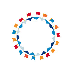 wreath made of mini flags on transparent background