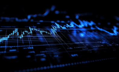 Financial data displayed on a screen, showing multiple graphs and charts