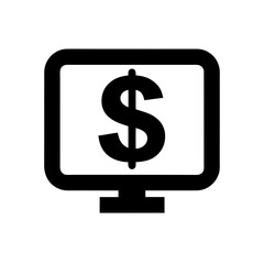 dollar sign on digital screen icon on white 