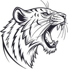 a drawing of a tiger head vector illustration Icon of a tiger head hand drawn in engraving style Fierce Tribal Tiger Tattoo Design Bold Black and White Ink Art 
