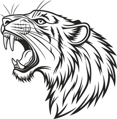 a drawing of a tiger head vector illustration Icon of a tiger head hand drawn in engraving style Fierce Tribal Tiger Tattoo Design Bold Black and White Ink Art 