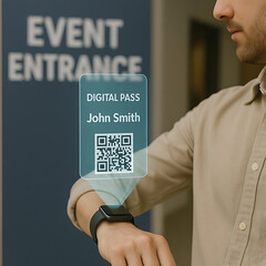 Digital Event Pass on Smartwatch, Smartwatch with Hovering Hologram Concept