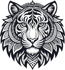 A tiger head icon silhouette vector art illustration silhouette tiger face and head tittle, Tiger Face and Head Silhouette Vector, silhouette tiger tiger head silhouette vector black outline