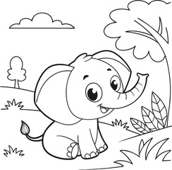 elephant and butterflies coloring page for children. you can print it on standard 8.5x11 inch paper