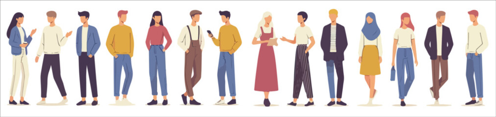 Illustration of people with different backgrounds. Vektor set