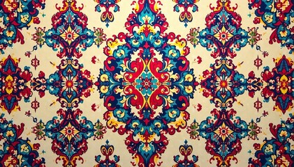 Geometric damask, repeating diamond & arabesque shapes, wallpaper design, art