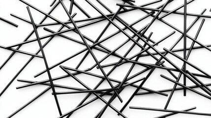 A pile of black metal rods.