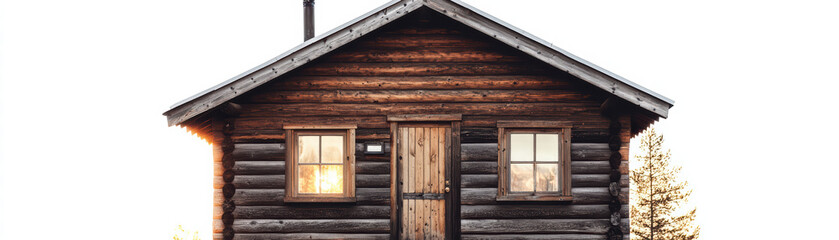 Cozy Cabin in the Woods: A rustic wooden cabin stands serene amidst a backdrop of towering trees, offering a sense of tranquility and retreat from the everyday hustle.