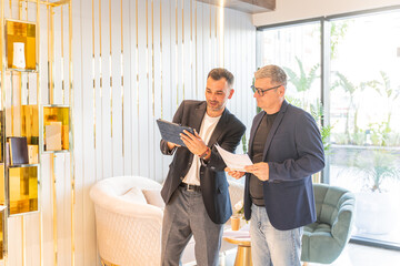 Business Professionals Reviewing Documents in Modern Office,lawyers consult, business consulting