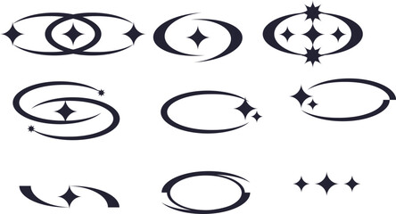 Vector Set of Retro Bling Y2K Elements Abstract Shapes