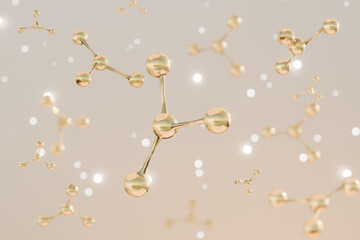 Molecular structures and sparkles. 3d rendering