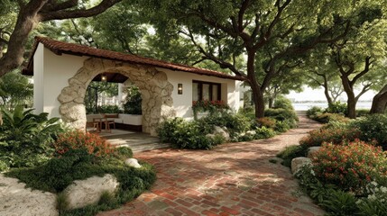 Fototapeta premium Pathway to a garden structure