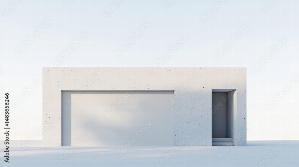 Fototapete minimalist architectural harmony: a simple modern building, rendered in monochrome, presents a seren