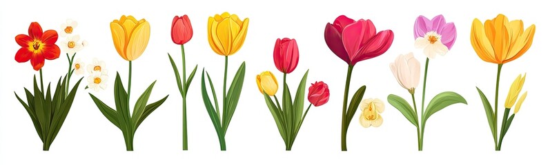 Spring Flowers in Various Colors