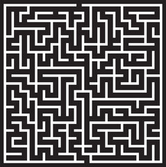 Complex Black and White Square Maze Puzzle Game Challenge Labyrinth