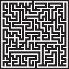 Complex Black and White Square Maze Puzzle Game Challenge