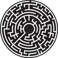 Circular Maze Puzzle Black and White Labyrinth Challenge Game