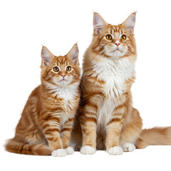 Obraz premium Orange Tabby Cats Sitting Together on Transparent Background