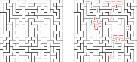 Complex Maze Puzzle Solution Pathfinding, Labyrinth, Grid, Problem Solving