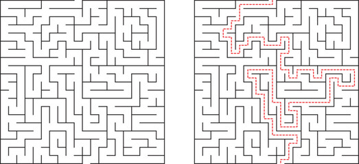 Complex Maze Puzzle Solution Pathfinding, Labyrinth, Logic, Game, Challenge, Brain Teaser, Strategy,