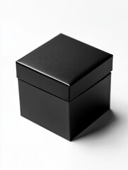 Fototapeta premium Elegant Black Cosmetic Box: Isolated on White for Studio Display with Blank Background