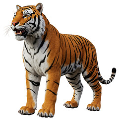 Obraz premium Bengal Tiger Standing Alert On Transparent Background