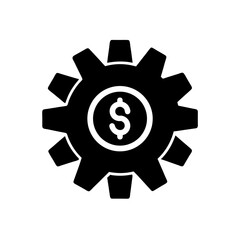 gear with dollar sign inside icon on white 