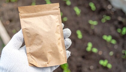 Blank Seed Packet in Gardener's Hand Mockup