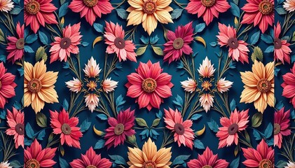 Intricate floral design, repeating seamlessly , nature, elegant, flowers
