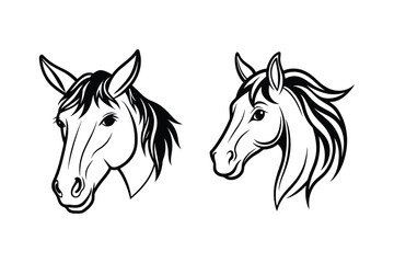 Horse head line art vector bundle  illustration