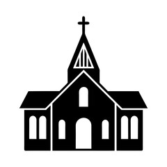 church building icon silhouette vector