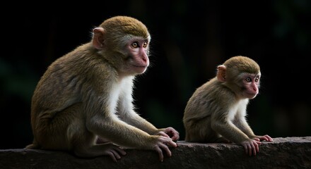 Curious Monkey Duo in Natural Wildlife Setting
