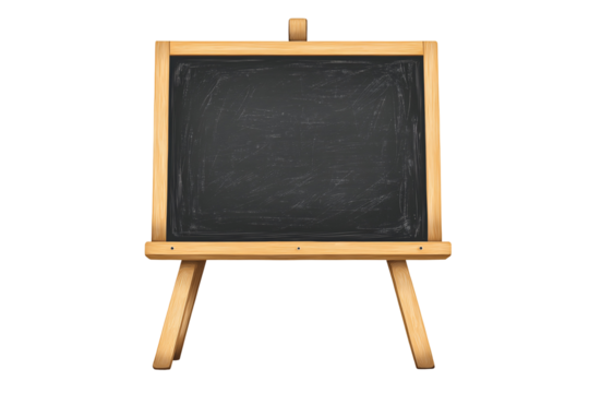 a black board with wooden legs